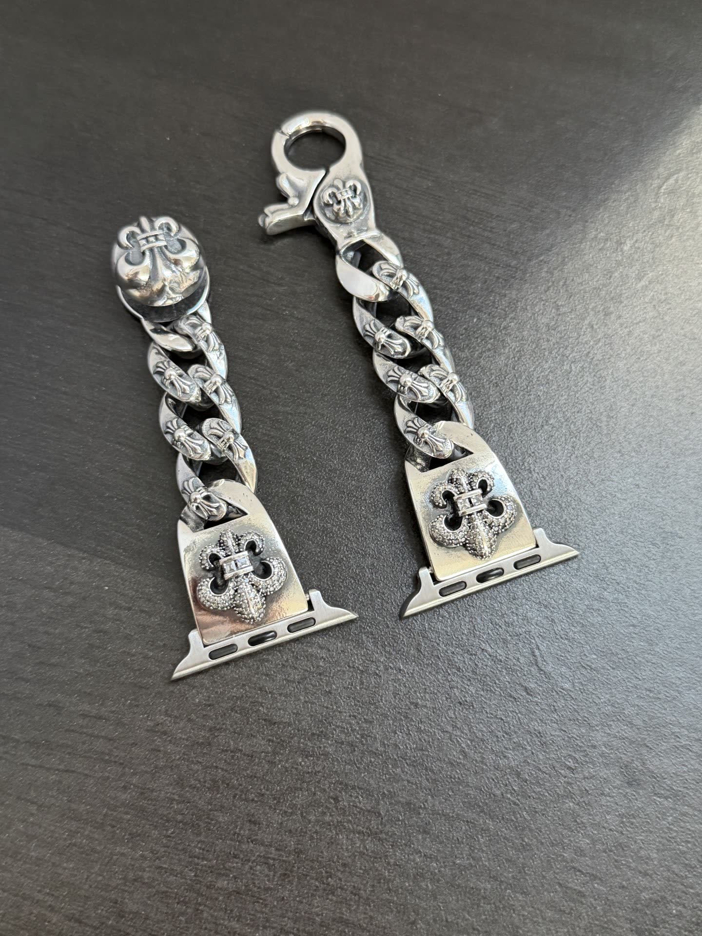 Chrome Hearts Silver Watch Band with Fleur-de-lis Design